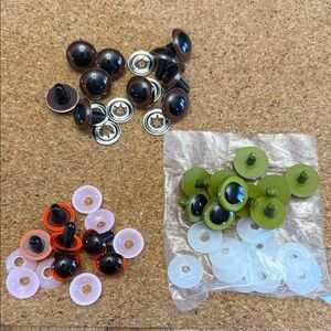 Vintage 1990s Mixed Plastic Color Craft Eyes and Metal / Plastic Washers LOT